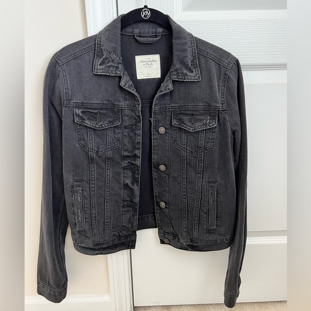 A&F black denim jacket size XS
